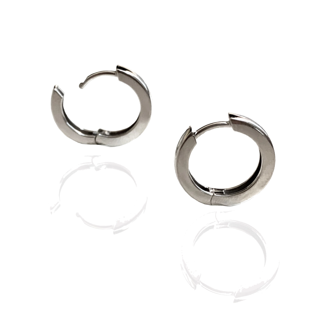 14k white gold hoops with a hinge and invisible closure. Forever Hoops In 14k WG