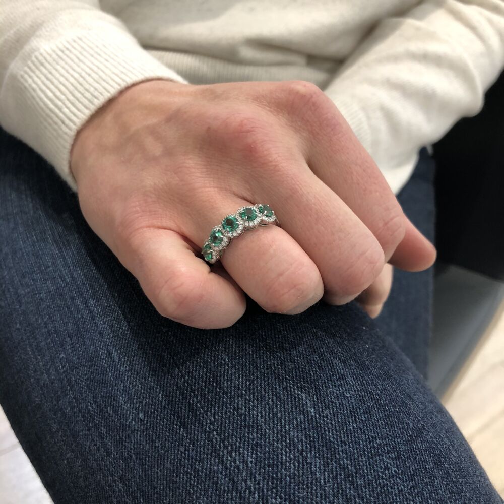 Image 2 for 5 Emerald Stone Halo Ring