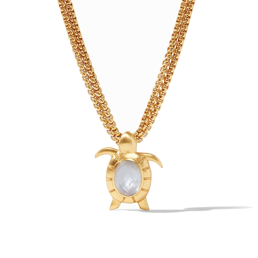Magnificent on land and in sea, these peaceful creatures symbolize tranquility and long life. Color in Chalcedony Blue.
*A percentage of your purchase of the Turtle Statement Necklace supports the conservation and protection of the sea turtles through our partnership with the Sea Turtle Conservancy.* Turtle Statement Necklace