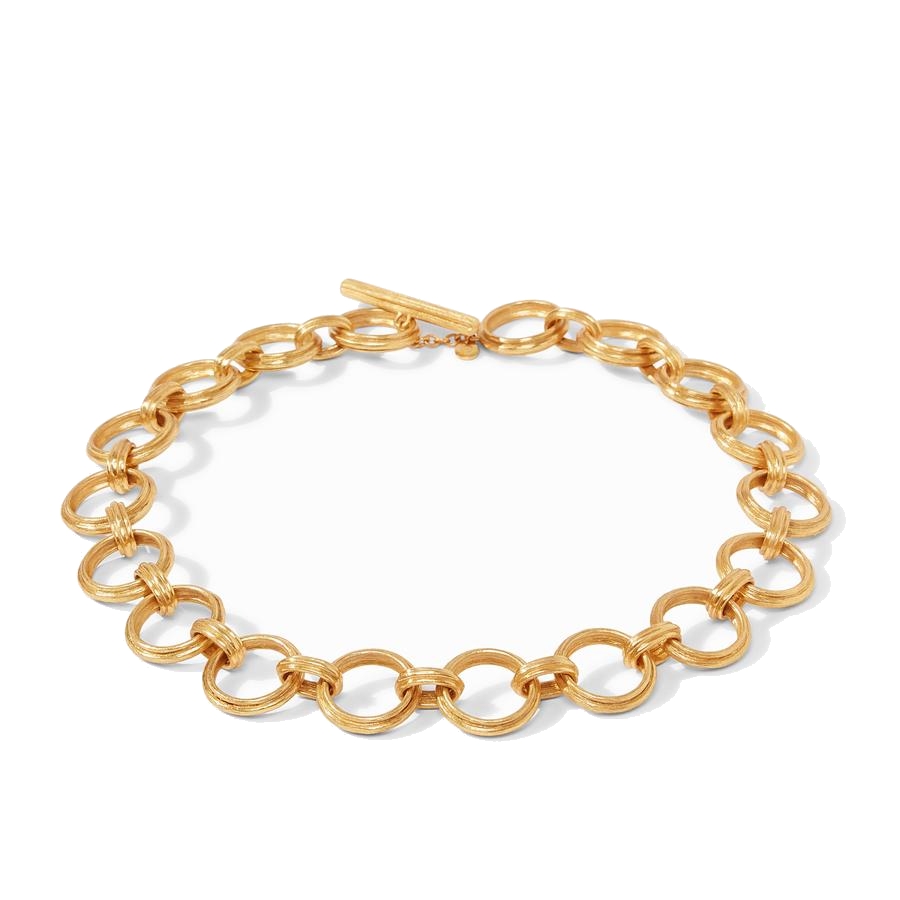 Elegantly scored large golden links with toggle closure. Barcelona Link Necklace