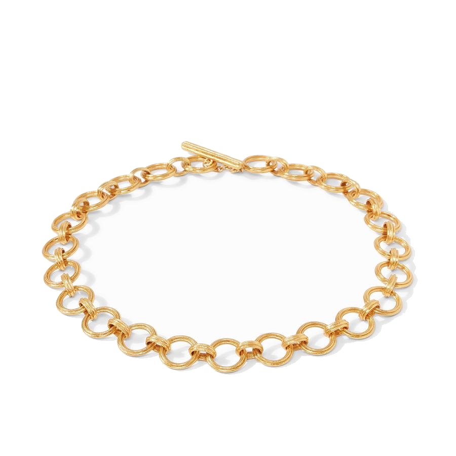 Elegantly scored small golden links with toggle closure. Barcelona Demi Link Necklace