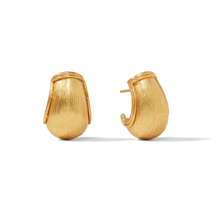 "Shrimp" style earring with a textured finish inspired by the bark of an Aspen tree. Aspen Earring Gold