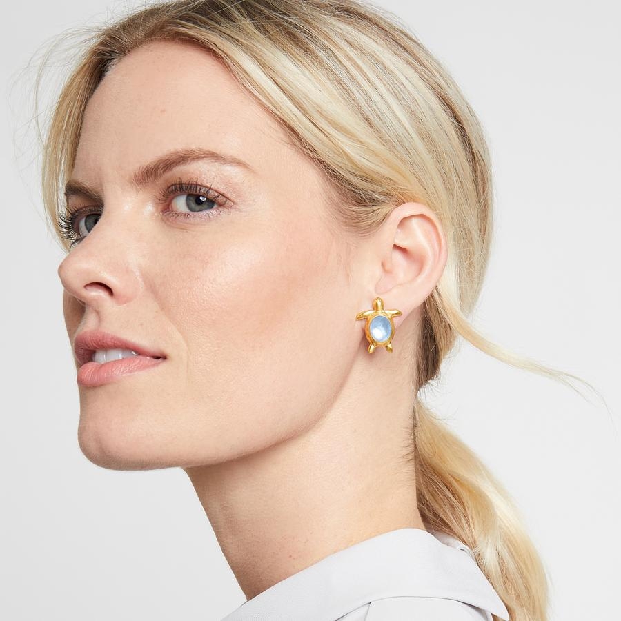 Image 2 for Turtle Gemstone Stud Earring