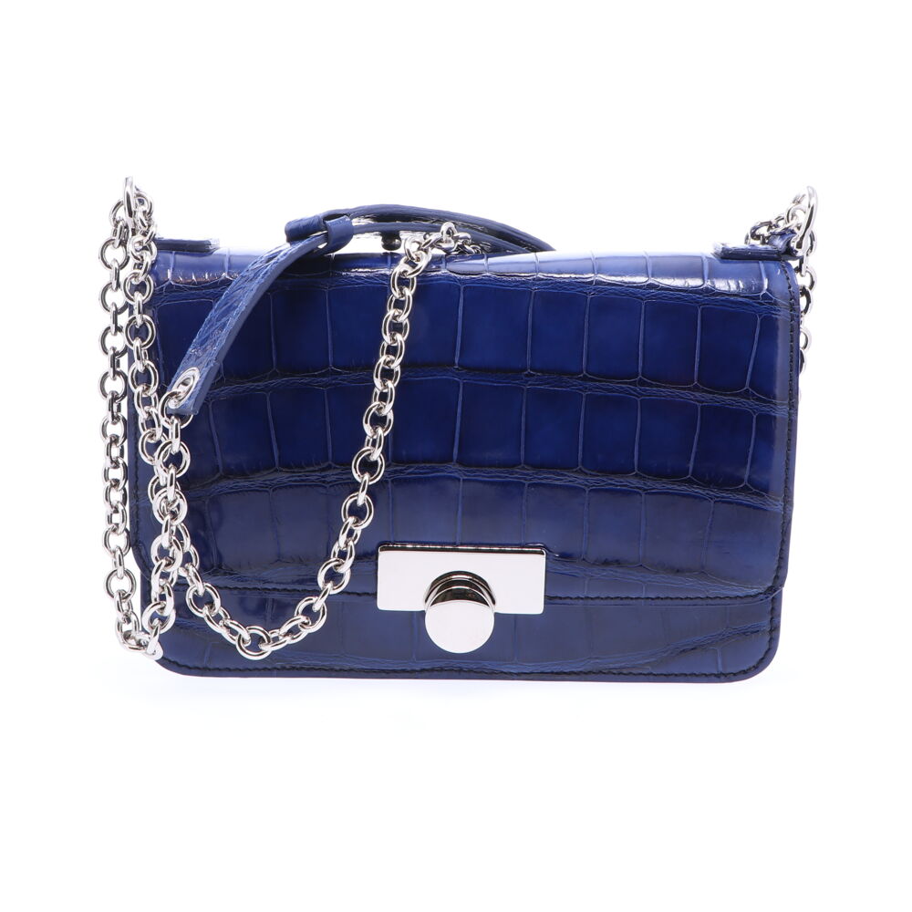 blue chain bag