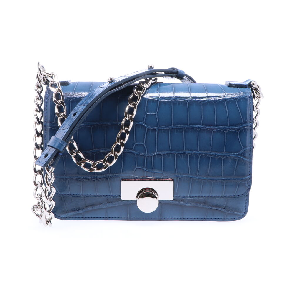 Image 2 for Royal Blue Alligator Chain Purse