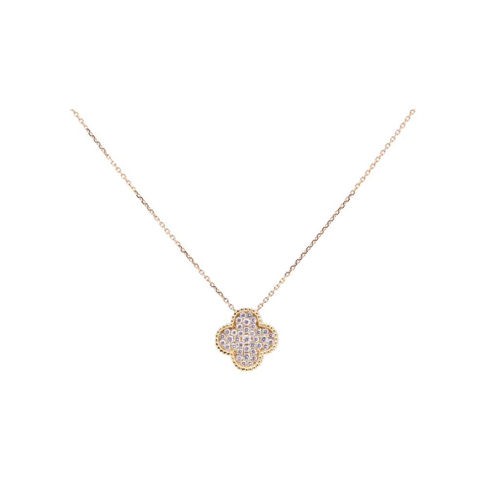 18k Clover Pendant Necklace with Diamonds 18k Clover Pendant Necklace with Diamonds