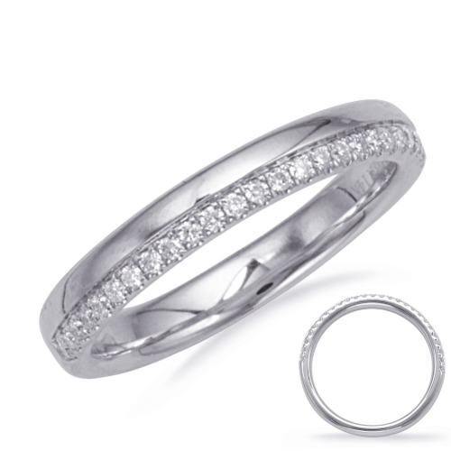 This 14K Gold is available in white yellow or rose gold. There are a total of 26 stones for a total carat weight of 0.16ct set in a micro pave. 14k White Gold Stack Band