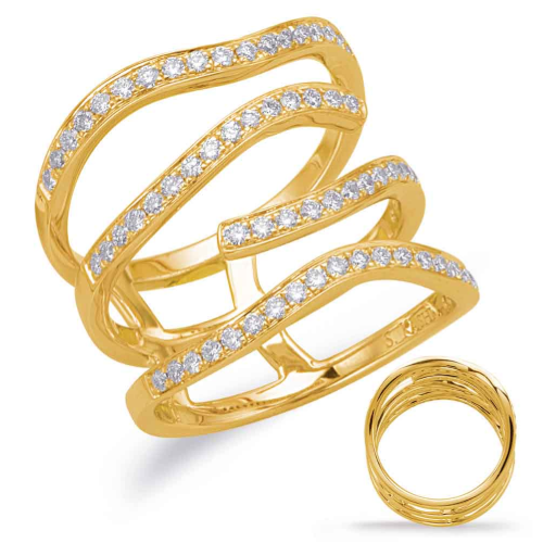 This fashion diamond ring is available in 14K Yellow Gold. There are a total of 72 stones. There are round diamonds with a total carat weight of 0.60ct set in a Micro Prong setting 14k Yellow Gold Diamond Stacked Ring