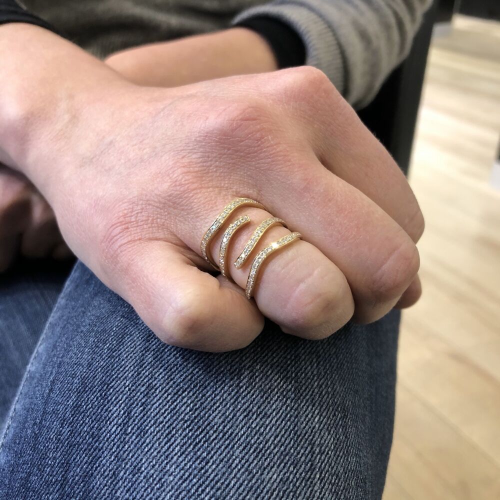 Image 2 for 14k Yellow Gold Diamond Stacked Ring