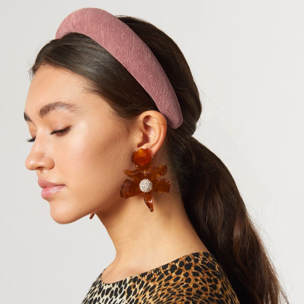 Image 2 for Caramel Crystal Lily Earrings