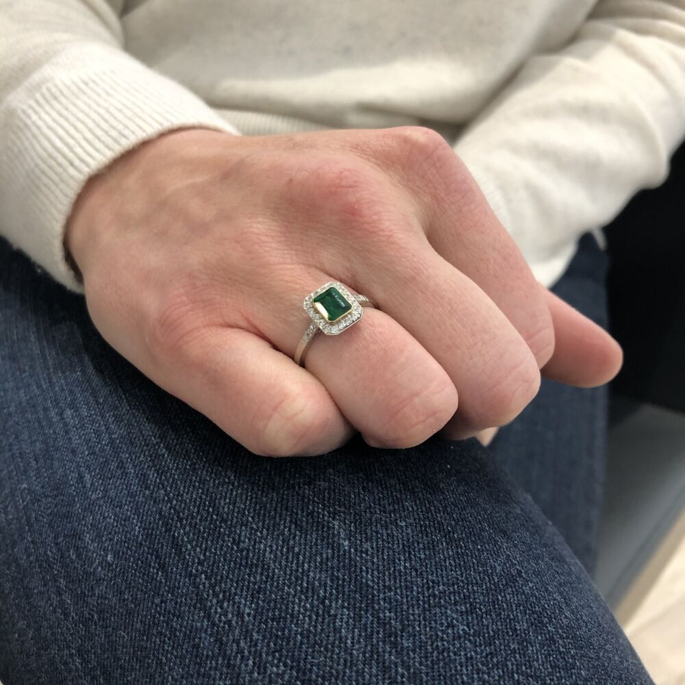 Image 2 for Platinum Emerald & Diamond Ring