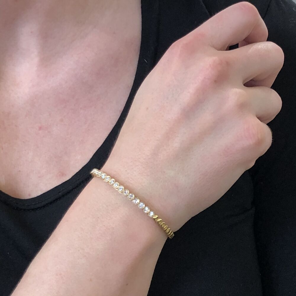Image 2 for 18k Classic Bezel Set Diamond Flexible Bracelet