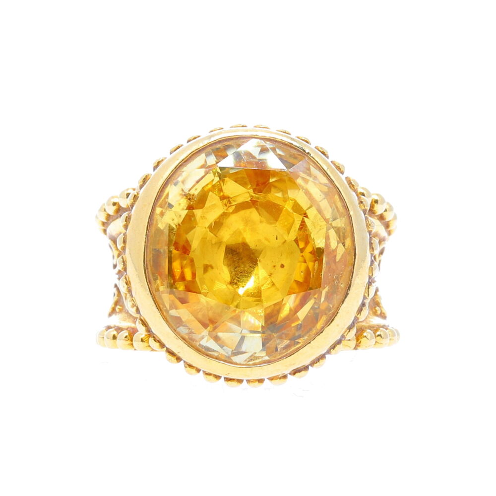 Image 2 for Cynthia Bach Oval Scroll Yellow Sapphire Ring