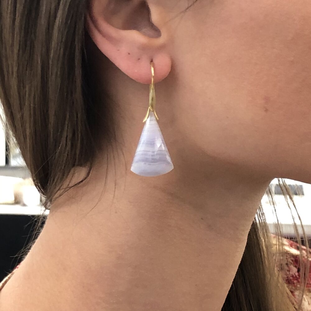 Image 2 for Blue Lace Agate Trapeze Earrings