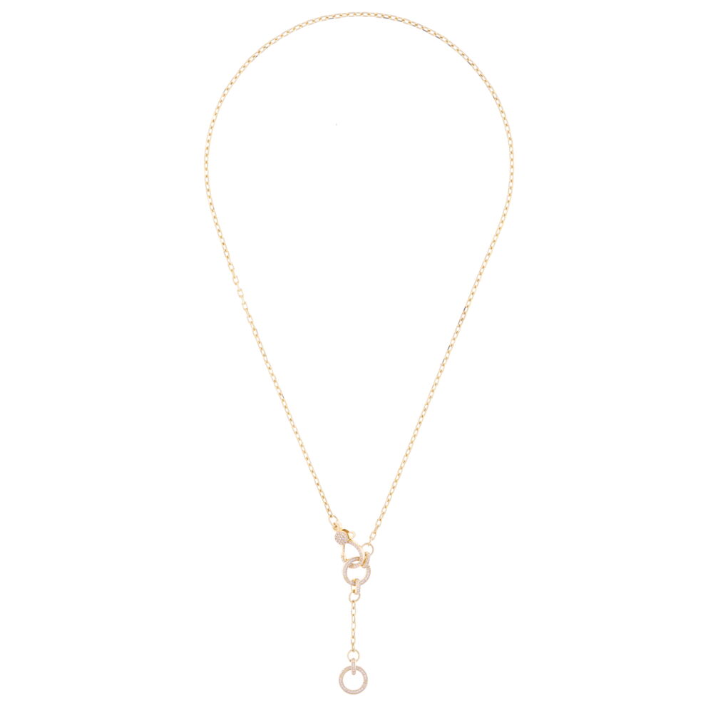 Image 2 for 14k Lariat Necklace with 2 Openable Diamond Stations