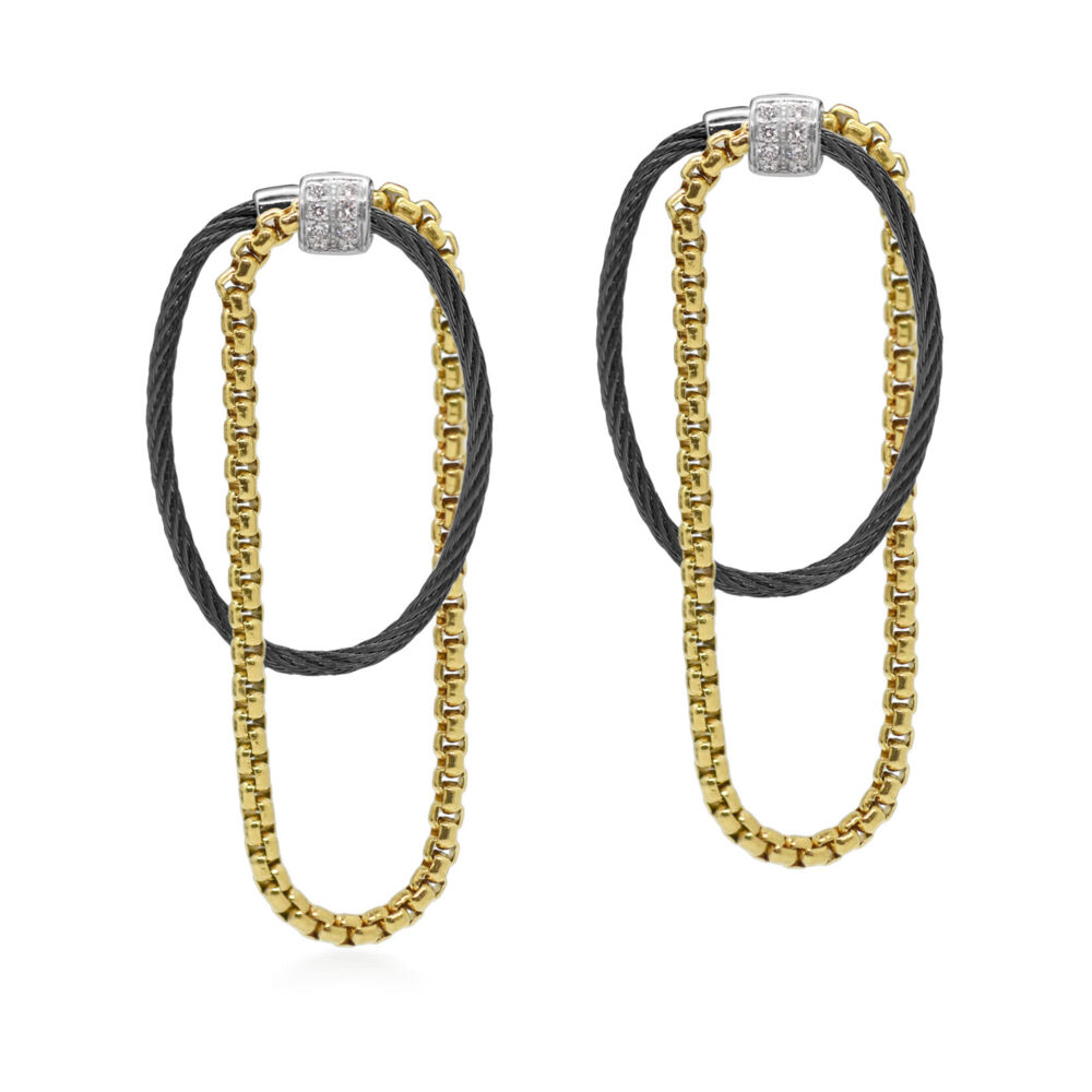 Image 2 for Chain & Cable with Diamonds Drop Earrings
