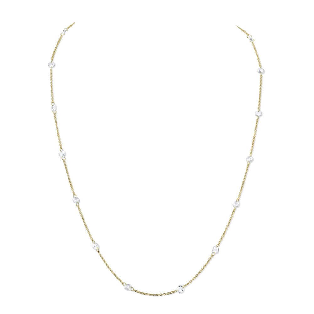 <div style="color: rgb(68, 68, 68); font-family: "Open Sans"; font-size: 11.9px; position: initial; margin: initial;"><span style="font-size: 16.8px; position: initial; margin: initial;">SLOANE STREET'S MUST HAVE DIAMOND CHAIN. THIS 18K GOLD DIAMOND CHAIN WILL HAVE YOU WONDERING HOW YOU EVER LIVED WITHOUT IT. THE 15 3MM BRILLIANT ROSE-CUT DIAMONDS ELEGANTLY FLOAT ON YOUR NECK FOR THE PERFECT AMOUNT OF SPARKLE ON A CLASSIC 18” BOSTON CHAIN WITH 16” JUMP RING AND LOBSTER CLASP CLOSURE. WHETHER LOUNGING IN SWEATPANTS, HEADED TO YOGA OR OUT FOR A NIGHT ON THE TOWN, THIS EFFORTLESSLY CHIC CHAIN IS AN ESSENTIAL IN ANY JEWELRY WARDROBE. COMFORTABLE ENOUGH TO NEVER TAKE OFF AND LAYERS PERFECTLY WITH ANY PENDANT OR LONG CHAIN.</span><br style="position: initial; margin: initial;"></div><ul style="padding: 10px 20px 10px 30px; margin-block-end: 0px; margin-block-start: 0px; float: left; width: 440px; color: rgb(68, 68, 68); font-family: "Open Sans"; font-size: 11.9px; position: initial; margin: initial;"></ul> Rose Cut White Diamond Chain