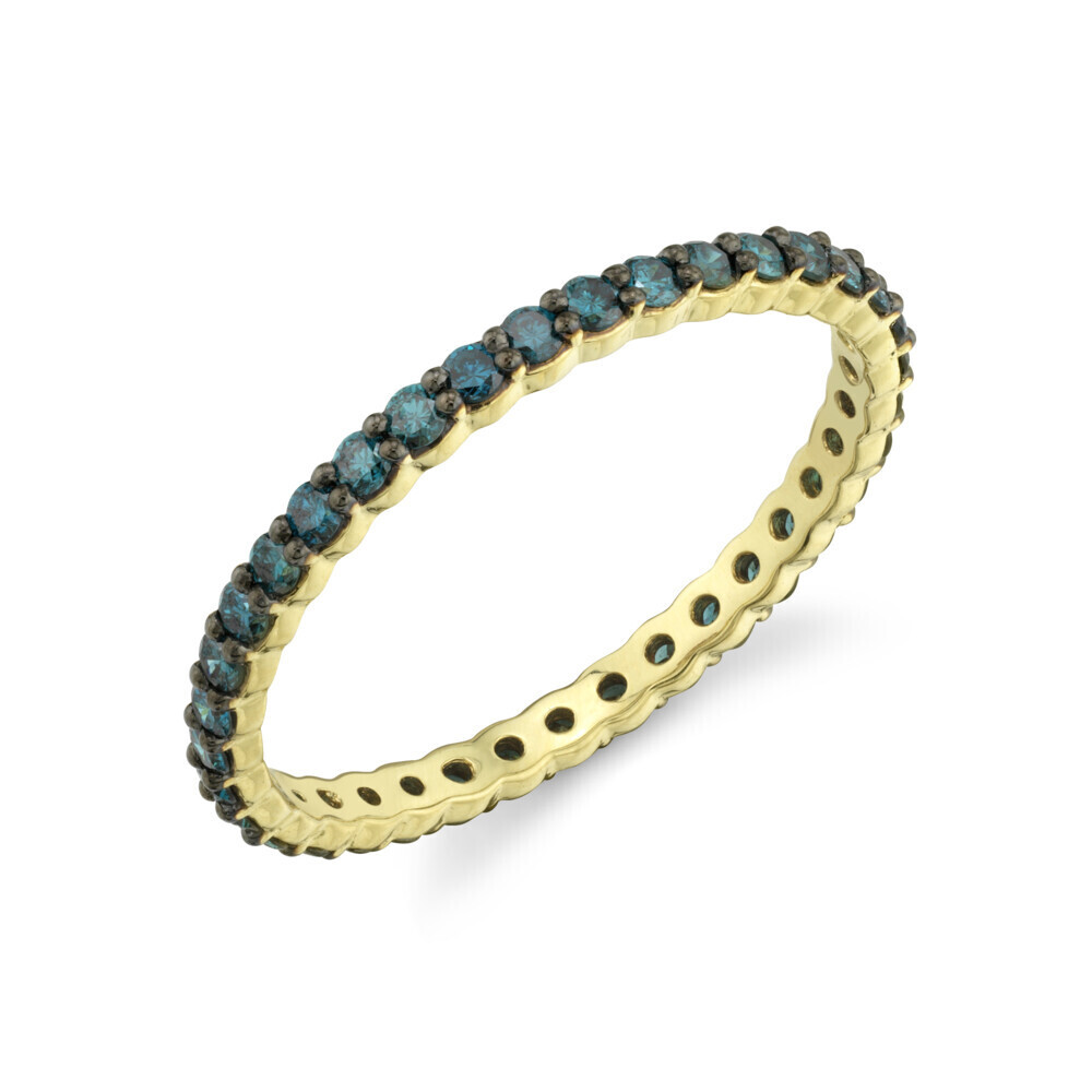 <span style="font-size: 16.8px; position: initial; margin: initial;">1.5MM BLUE DIAMOND BLACK RHODIUM PRONG SET ETERNITY BAND, 18K-WG, SIZE 6.5</span> Blue Diamond Band