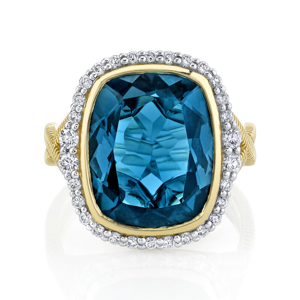 Image 2 for London Blue Topaz Ring with White Diamond Detail