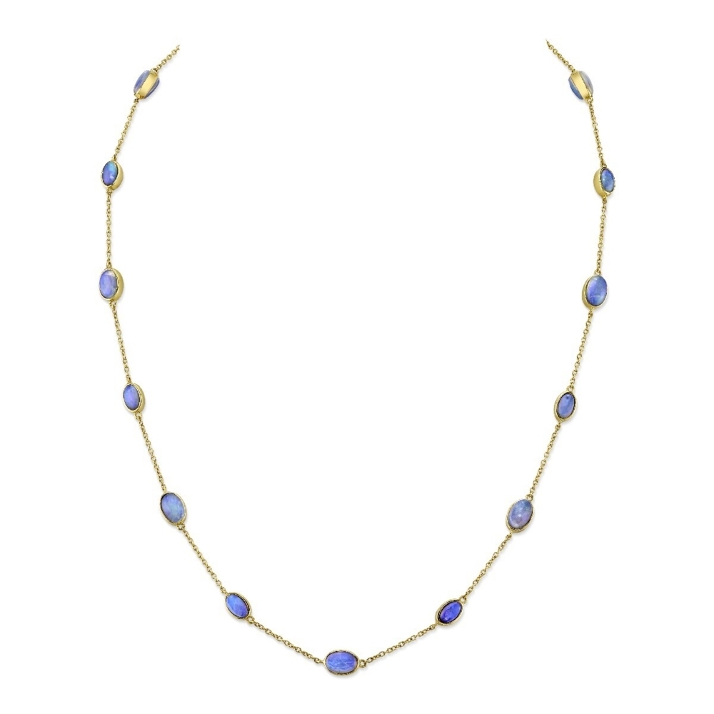 SLOANE STREET MULTI STATION DOUBLE SIDED OPAL ON BOSTON CHAIN, 18K-YG Multi Station Double Sided Opal On Boston Chain