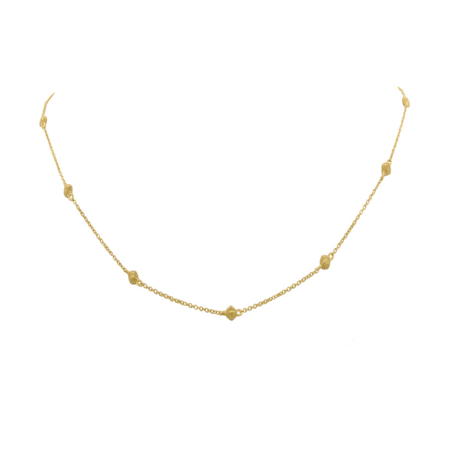 <span style="font-size: 16.8px; position: initial; margin: initial;">16" BOSTON CHAIN WITH SS TAG & LOBSTER 3X3 STRIE CUSHIONS ALL AROUND WITH 1 INCH APART, 14 PIECES TOTAL, 18K-YG</span> Chain with Strie Cushion Detail