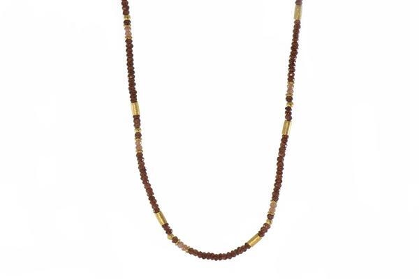 Garnet
The Stone of Purity & Truth
Root, Sacral, Solar Plexus & Throat
Beauty and strength
Aquarius Leo Capricon Virgo
January February May October
Garnet is known to be a symbol of glory, love, regeneration, stability, beauty, truth and persistence. When one wears Garnet as a piece of jewelry, it has the potential to lift one’s confidence and bring about a new sense of popularity. Garnet has been known to be the warriors stone. Garnet is also said to inspire contemplation and truthfulness, and offers its wearer the power to protect their standing and possessions. The garnet is also an ancient symbol of friendship. In the past, garnets have been exchanged between parting friends to symbolize their affection and to ensure that they meet again. 24k Gold Vermeil Garnet & Moonstone Beaded Necklace