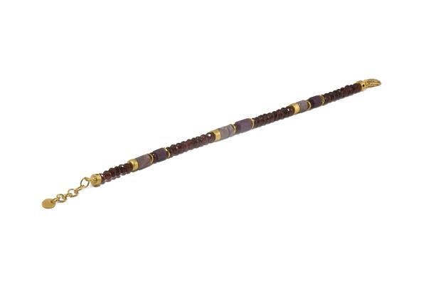 Image 2 for 24k Gold Vermeil Labradorite, Garnet & Ruby Beaded Bracelet