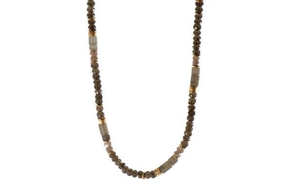 Stone
Title
Chakra
Joyla Name
Zodiac
Birthstone
Smoky Quartz
Stone of Endurance
Earth, Root, Solar Plexus
Balance and clarity
Scorpio Capricorn
Smoky Quartz is one of the most unique and powerful, yet most efficient grounding stones. It rules over the root chakra and helps one to re-establish a connection to the physical world. This crystal is perfect for someone who seems to have their head stuck in the clouds or have lost touch to the physical side of life. Just go ahead and give them a Smoky Quartz. It t will help them regain mental clarity all while repairing their cellular structure/energy body. 24k Gold Vermeil Smoky Quartz Beaded Necklace