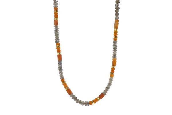 Stone
Title
Chakra
Joyla Name
Carnelian
The Stone of Transformation
Root, Sacral & Solar Plexus
Positive Energy
Labradorite
The Stone of Magic
Root, Heart, Throat, Third-Eye, Crown
Protection and Healing
Carnelian is an excellent chakra stone, as it activates the Root Chakra and the Sacral Chakra
Labradorite is known for its vibration to illuminate the path of one's spiritual destiny. It cleanses and realigns all the energy centers within the body, which will help one to develop the proper psychic abilities to best suit them during their spiritual journey. Labradorite lifts insecurities about life by providing one with the strength to see the true worth of their purpose. It's vibration also holds a broad level of protection to guard from negativity. Have stone in-hand during meditation to feel your vibration raise and blend with the energy of Labradorite. 24k Gold Vermeil Labradorite & Carnelian Necklace