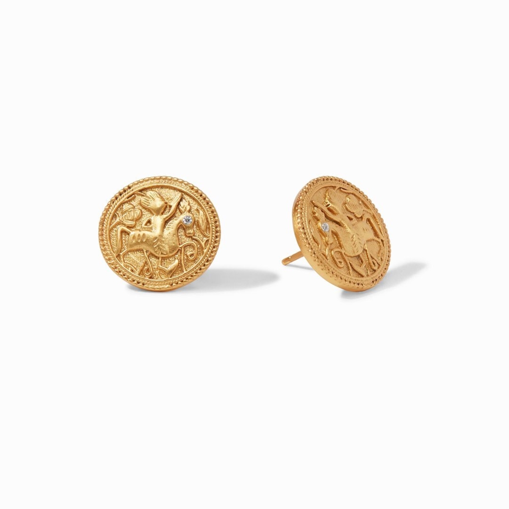 <p style="color: rgb(72, 72, 72); font-family: Lanae; font-size: 16px; position: initial; margin: initial;">Classic coin featuring a knight on horseback with a CZ sparkle in the horse’s eye.</p><p style="color: rgb(72, 72, 72); font-family: Lanae; font-size: 16px; position: initial; margin: initial;"><br></p><ul style="list-style-type: disc; padding: 0px; margin: initial; color: rgb(72, 72, 72); font-family: Lanae; font-size: 16px; position: initial;"><li style="padding: 0px; margin: initial; position: initial; font-family: Lanae;">1 inch length</li><li style="padding: 0px; margin: initial; position: initial; font-family: Lanae;">24K gold plate</li><li style="padding: 0px; margin: initial; position: initial; font-family: Lanae;">Julie Vos hallmark</li></ul> Coin Stud