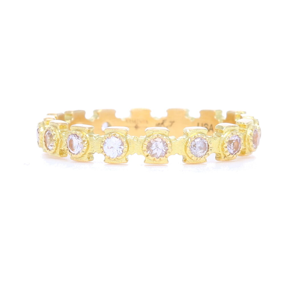 18k Yellow gold cross stack ring with white sapphires Cross Stack Sapphire Ring