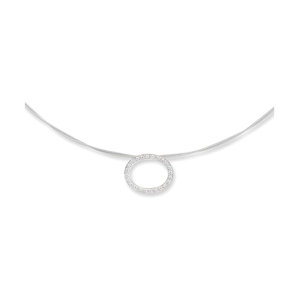 Image 2 for Diamond Circle Charm Cable Necklace