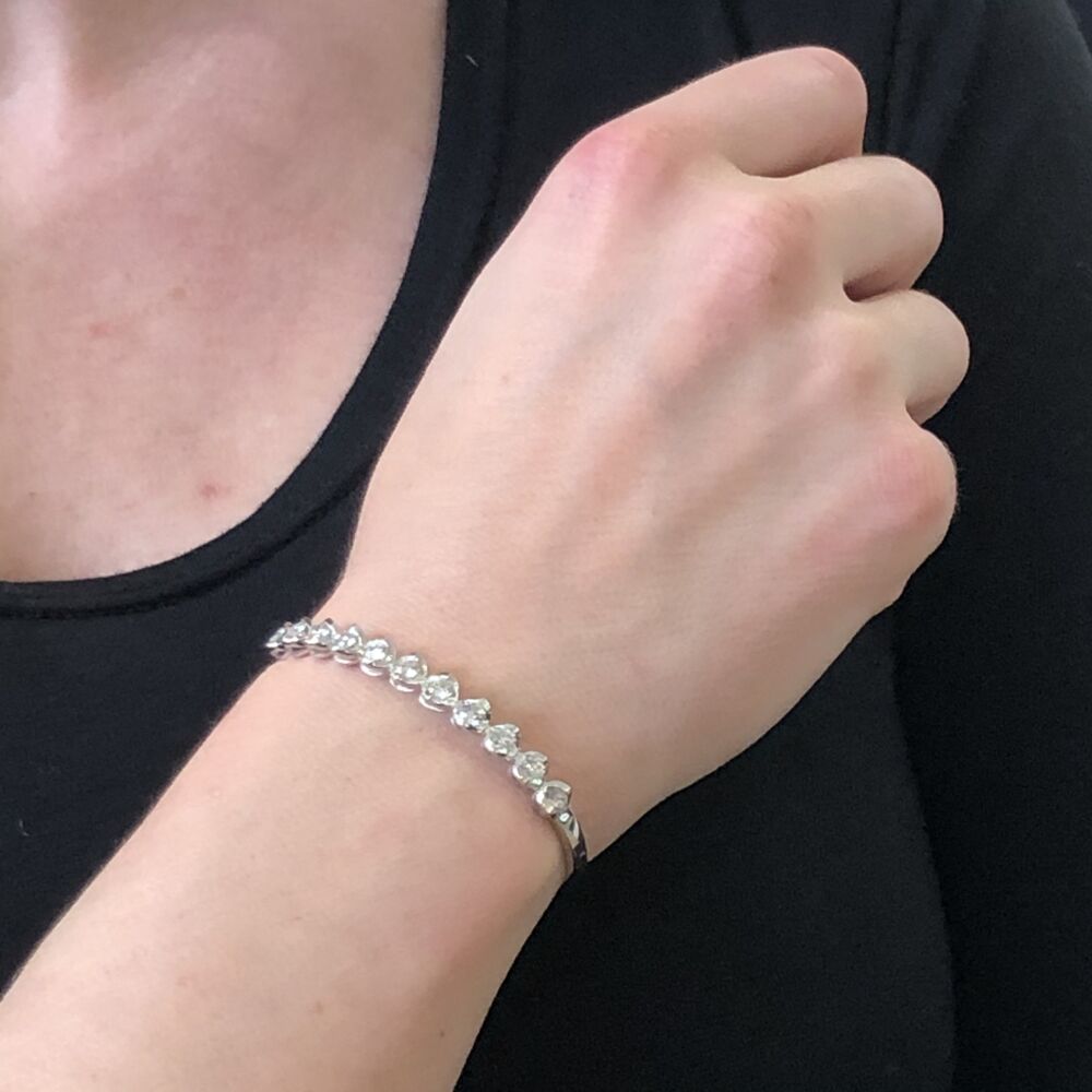 Image 2 for 18k White Gold Prong Set Brilliant Cut Diamond Bangle