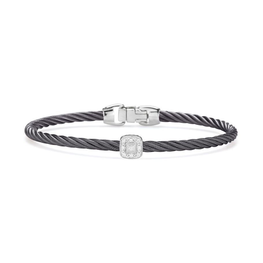 Image 2 for Steel Grey Single Squared Station Bangle
