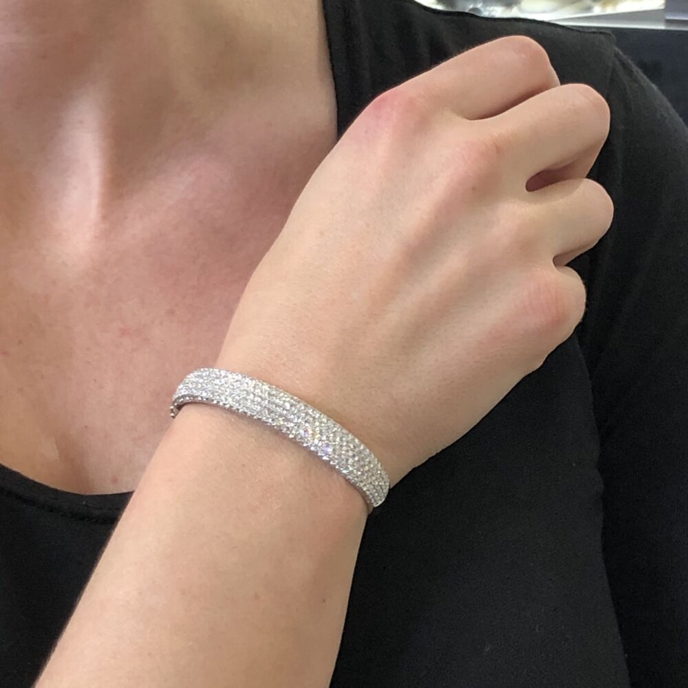 Image 2 for 18k White Gold Prong Set 3.53 tcw Diamond Bangle Bracelet