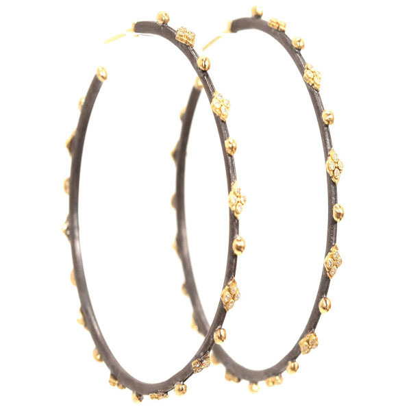 Image 2 for Old World Cravelli Crosses Large Hoop Earring With Diamonds