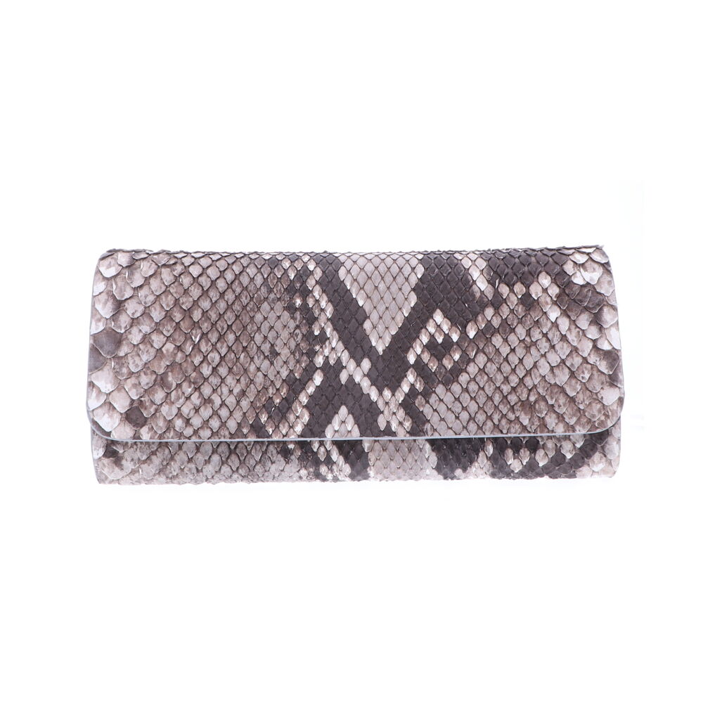 LaNae’s Evening Clutch is made from genuine python skin. Proudly handcrafted in the USA by 3rd generation artisans, all edges are hand painted, interior is garment suede and is detailed with Italian palladium hardware. Each luxury bag is one of a kind and especially made for you to stand out against the crowd! Contact the store for additonal photos. Natural Python Evening Clutch