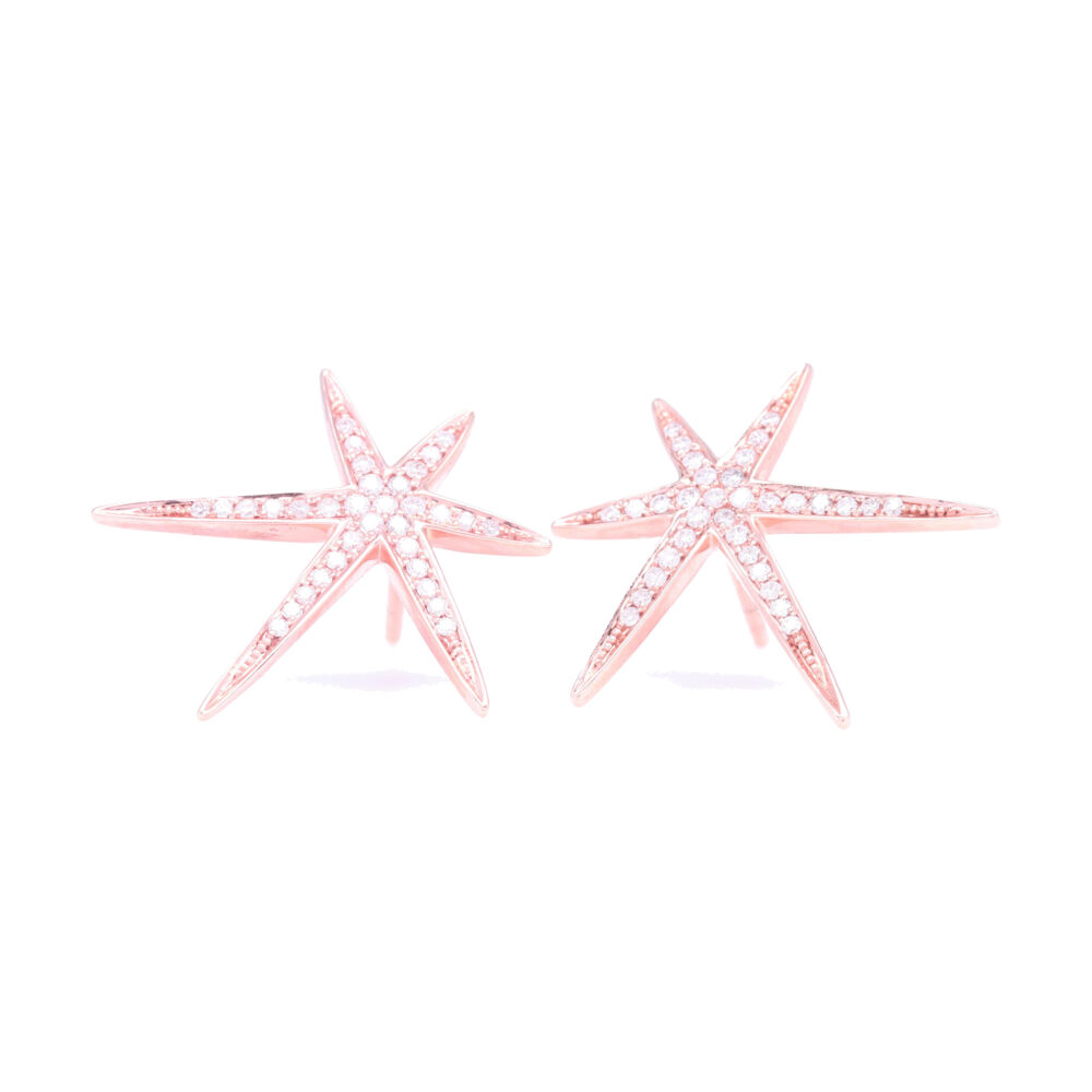 Bang, these studs scream fun. Unique abstract star pattern give these star studded earrings a wow look. Wear these every day or just when you want some extra wow to your look. Set in 14k gold with .254 carat weight. Large Abstract Star Studs