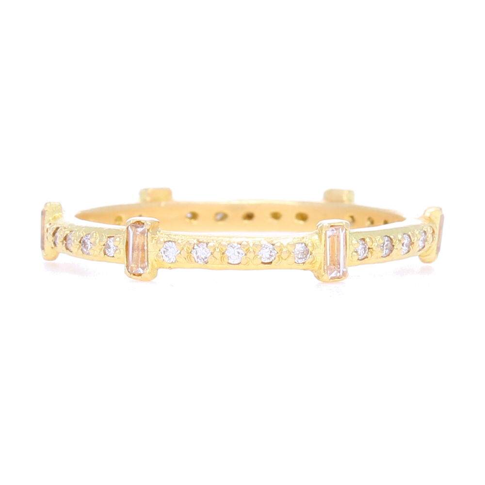 Collection: SuenoStyle #: 13537Description: Sueno 18k yellow gold 6-sapphire baguette stack ring with white diamonds and white sapphires. Diamond weight - 0.15 ct.Metal: 18k Yellow Gold 18k Yellow Gold Ring - 13537