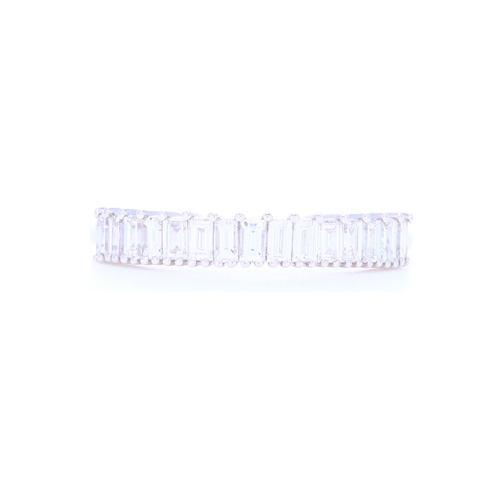 This stack ring with .62 carats of beautifully white step cut diamonds adds such a nice touch to a stack ring set or up against an elegant engagement ring. Baguette Diamond 1/2 Stack Ring