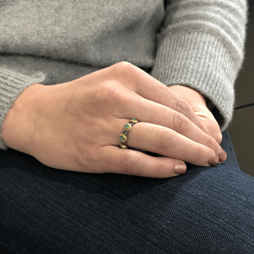 Image 2 for Malachite and Rainbow Moonstone Doublet Eternity Stack Band