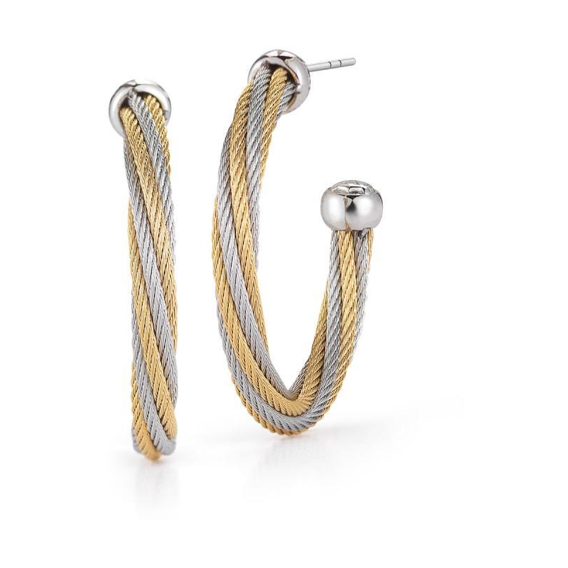 Image 2 for Twisted Two Tone Cable Hoop Earrings