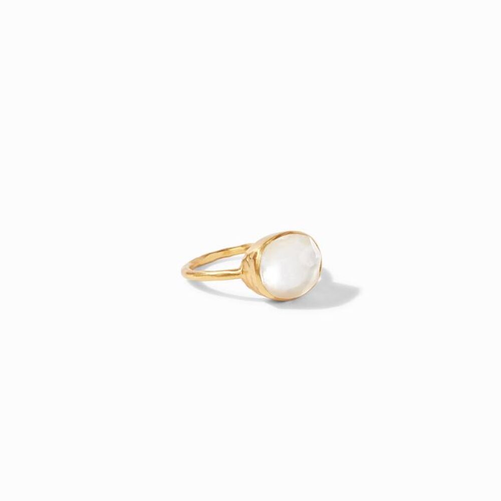 This simple stacking ring, features a large oval cut gemstone. Honey Stacking Ring