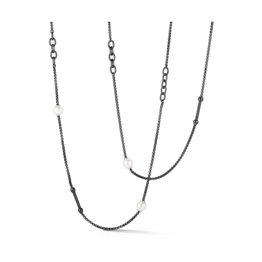 Image 2 for Chain Reaction Steel Necklace with Pearls