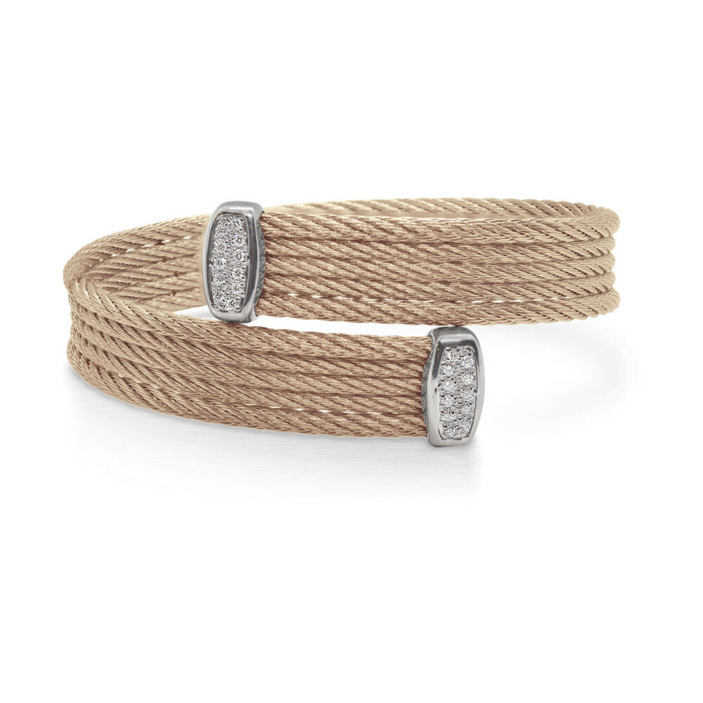 Image 2 for Cable Bypass Bracelet with 18k White Gold & Diamonds