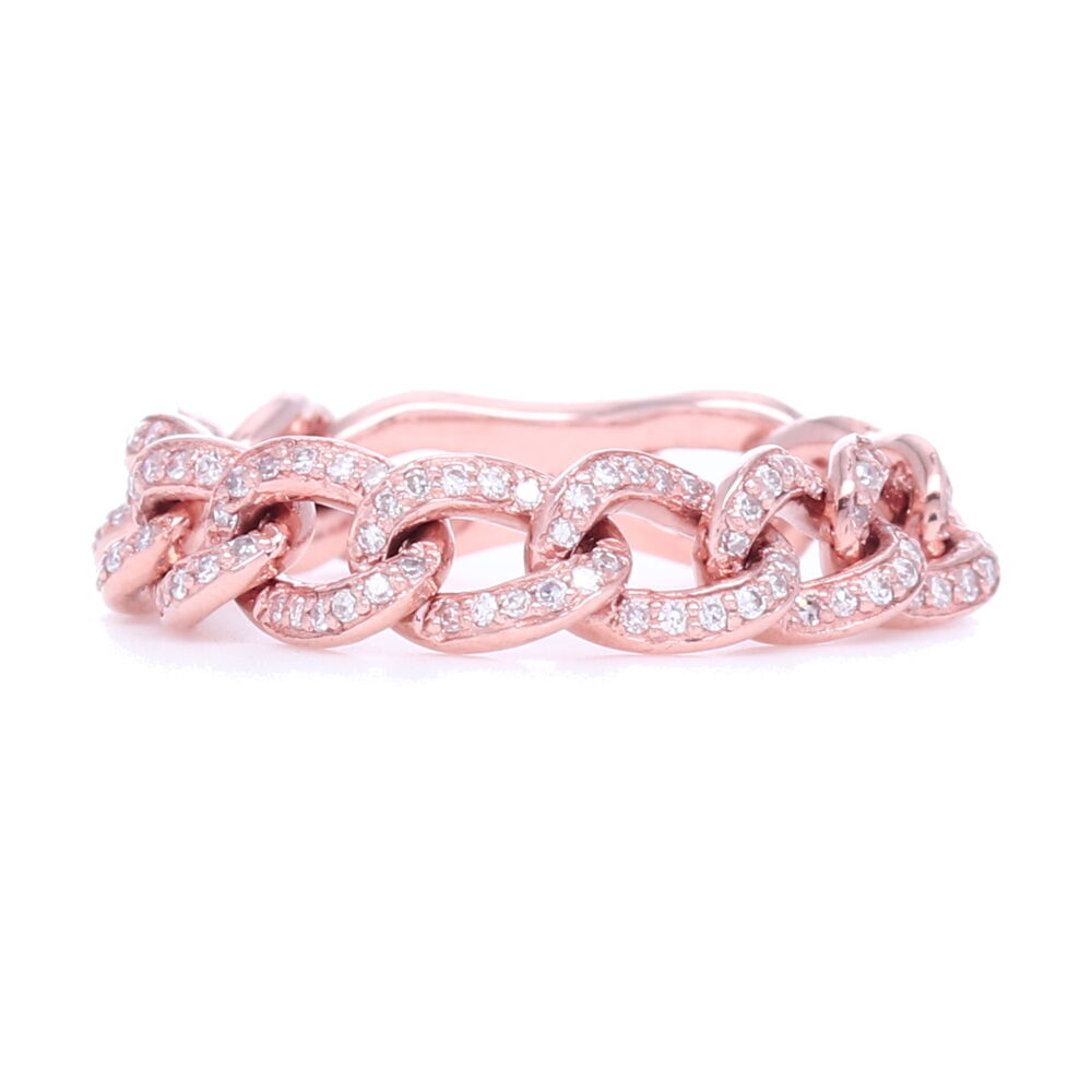 Image 2 for 14k Gold Flexible Pave Curb Link Stack Ring