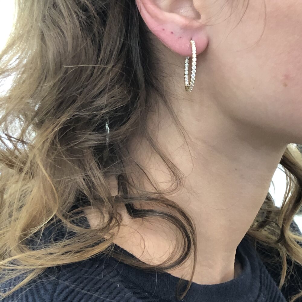 Image 2 for 18k Yellow Gold Diamond Hoop Earrings