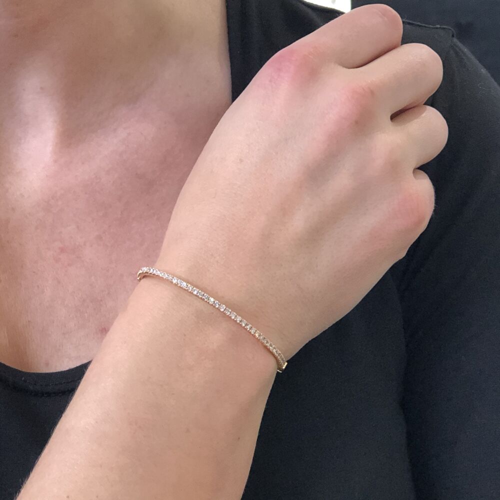Image 2 for 18k Rose Gold Prong Set Diamond Hinged Bangle Bracelet