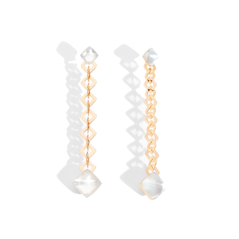 Earclips Rose Gold- white mother of pearl and sunflower quartz