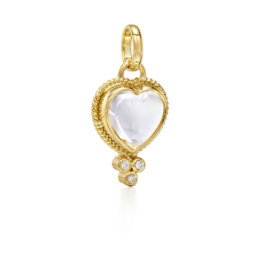 Image 2 for Gold Braided Natural Rock Crystal Heart Pendant